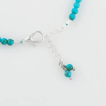 Blue Turquoise Micro Beads Bracelet – Silver Plated