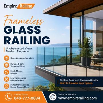 Stylish Frameless Glass Railing for Balconies & Decks