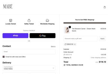 MABE: 10% OFF + Free Shipping on All Orders