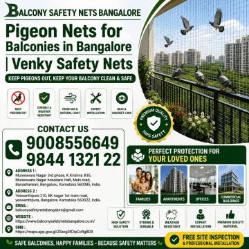 Pigeon nets for balconies in bangalore | Venky Safety Nets