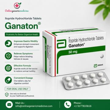 Ganaton Tablets (Itopride) | Gastroprokinetic Agent for Indigestion & Acid Reflux by onlinegenericme