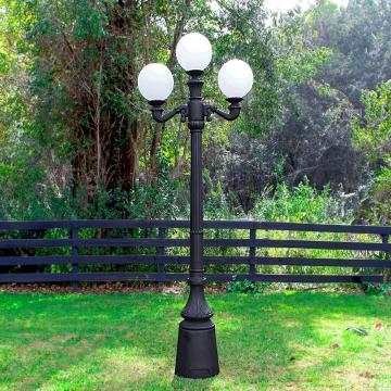 Antique Style Street Lamp Pole – Three Ball Outdoor Light Fixture for Gardens & Pathways
