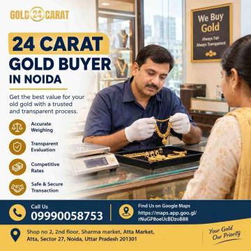 24 Carat Gold Buyer in Noida for Easy Gold Valuation