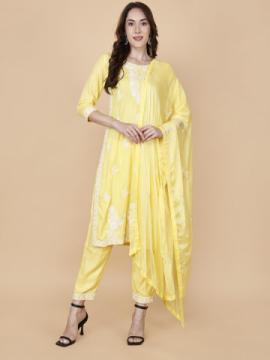 Buy Online 3 Piece Yellow Embroidery Suit – Elegant Style for Every Occasion