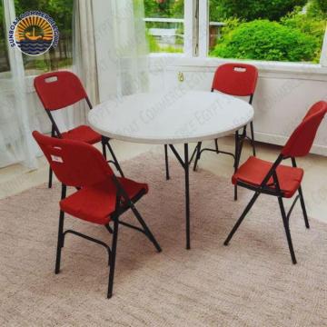 Portable folding indoor-outdoor furniture set with a briefcase table and four chairs