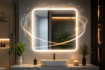 24-Inch Round LED Lighted Mirror with Touch Switch, Defogger & CCT
