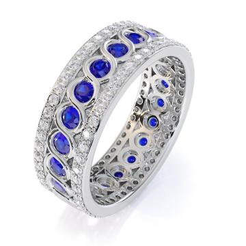 Blue Sapphire Eternity Band White Gold