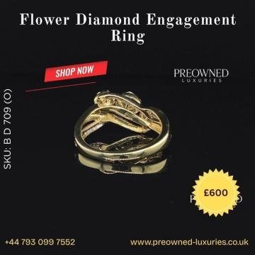 Buy Gold Flower Diamond Ring Pre-Owned Best Value UK