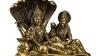 Brass Narayana/Vishnu Lakshmi on Ananta-Sajya | 5.5" Idol Exquisitely Detailed Idol for Home Mandir