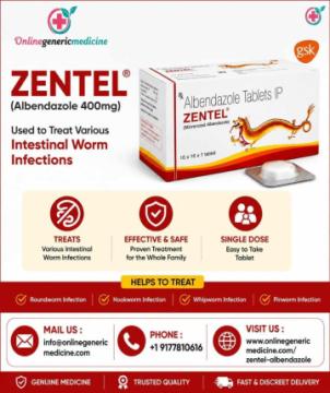 Zentel Tablet (Albendazole 400mg) | Albendazole Medicine | Online Generic Medicine