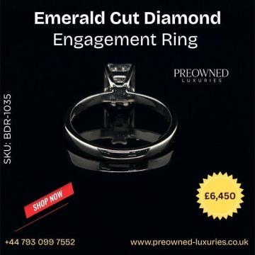 Buy Elegant Emerald Cut Diamond Ring Pre-Owned UK