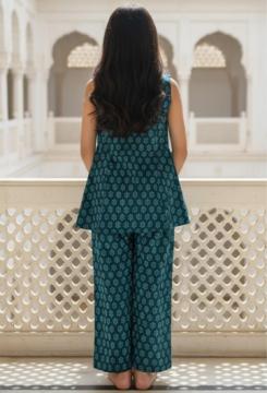 Blue Sleeveless Co-ord Set for Girls