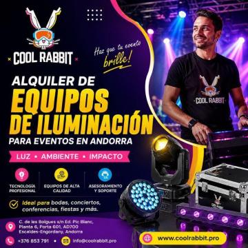 Alquiler de equipos de iluminación para eventos en Andorra con Cool Rabbit