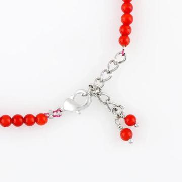 Natural Red Coral Micro Beads Bracelet – Silver Plated