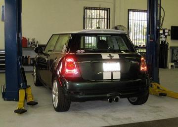 Orange MINI Cooper Service Shop