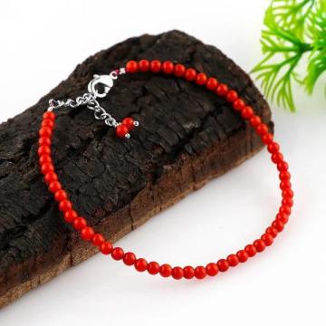 Natural Red Coral Micro Beads Bracelet – Silver Plated