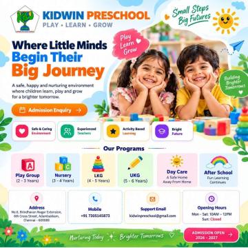 Preschool in Chennai | Kidwin Daycare Centre in Adambakkam
