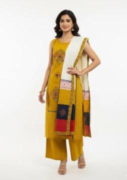 Mustard Yellow Women’s Ethnic Wear – Printed suit set at ₹1999