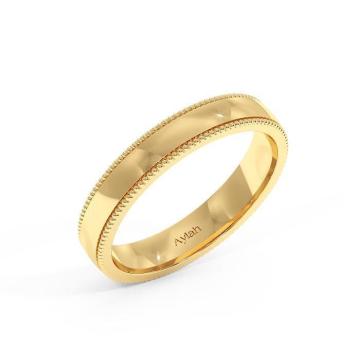 Court Shape Millgrain Wedding Band