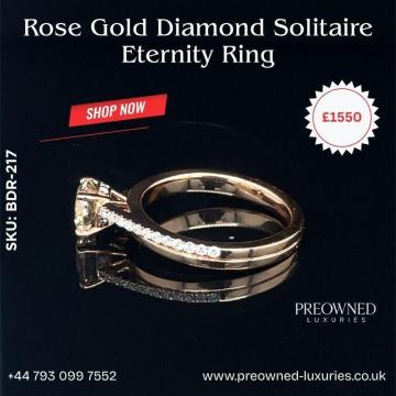 Buy Elegant Rose Gold Solitaire Diamond Ring UK