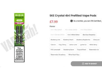 SKE Crystal 4 in 1 Prefilled Vape Pods – 4 Flavours in One Pod