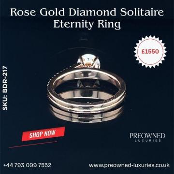 Buy Elegant Rose Gold Solitaire Diamond Ring UK