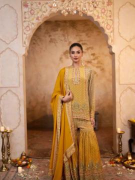 Haldi Suits of Elegant Designs for Pre-wedding Events