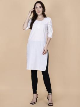 Pretty Lady – White Kurti Plain at Just ₹599