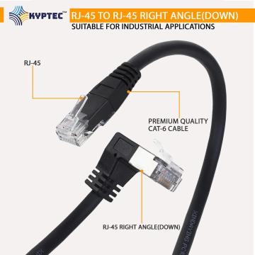 Industrial GigE Ethernet CAT 6 Cable with RJ-45 Right Angle DOWN Connector – Kyptec Automation®