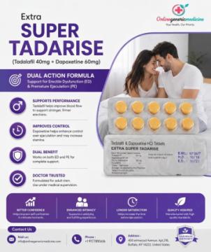 Extra Super Tadarise Tablet (Tadalafil 40mg + Dapoxetine 60mg)