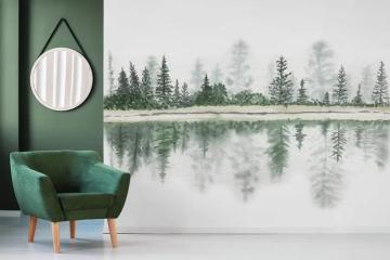 Peaceful Lake and Forest Peel Wallpaper | Nature Wall Mural