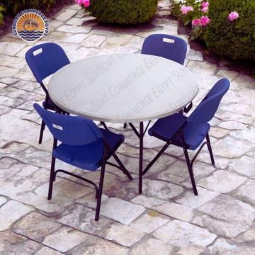 Portable folding indoor-outdoor furniture set with a briefcase table and four chairs
