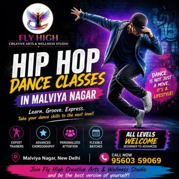 Which studio offers advanced Hip hop dance classes in Malviya Nagar?