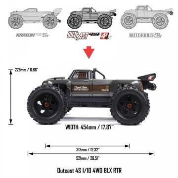 Arrma 1/10 OUTCAST 4S 4X4 RTR Brushless Stunt Truck (MEGATRONTOYS)