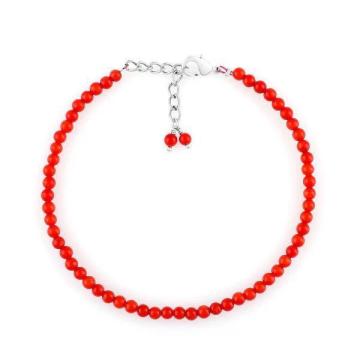 Natural Red Coral Micro Beads Bracelet – Silver Plated