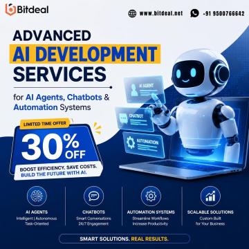 Advanced AI Development Services for AI Agents, Chatbots & Automation Systems | 30% OFF