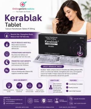 Kerablak (Calcium Pantothenate 200mg) | Hair Fall & Hair Growth Support | Online Generic Medi
