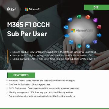 M365 F1 GCCH License for DIB – Only $3.60/User!