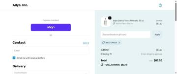 55% OFF Your Order on Adya Water