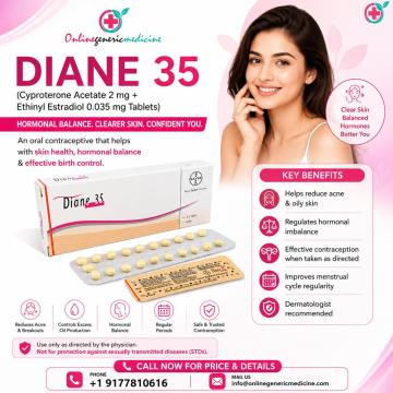 Diane 35 Tablets | Acne Medication Support Formula | OnlineGenericMedicine