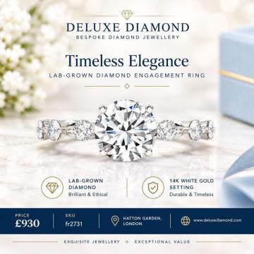 Elegant White Gold Hidden Halo Lab-Grown Diamond Engagement Ring