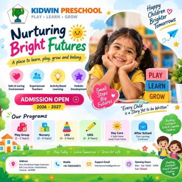 Preschool in Adambakkam | LKG Junior KG at Kidwin Chennai