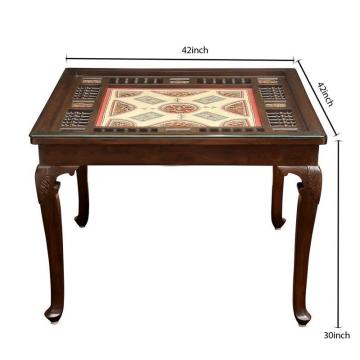 Elegant Teak Wood 4 Seater Dining Set with Walnut Finish