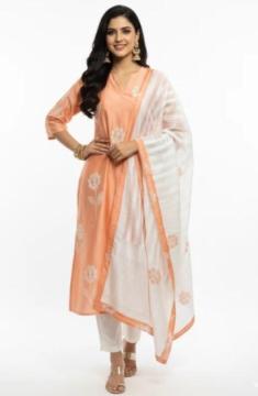 Peach Floral Kurta Set for Office & Brunch | Women’s Kurta Set Rs. 2199