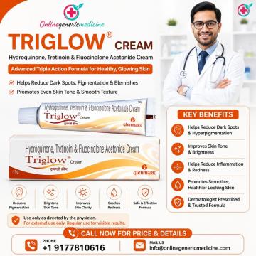Triglow Cream (Hydroquinone, Tretinoin, Fluocinolone) | Best Acne Medicine & Pigmentation Treatment