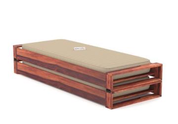 Aper Wooden Sofa Cum Bed in Teak Finish | Urbanwood