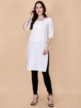 Elegant White Plain Kurti – Simple, Stylish & Affordable | Pretty Lady