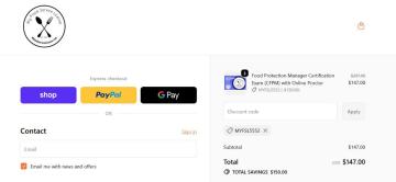 My Food Service License: $150 OFF Your Purchase