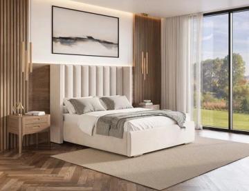 Madison Wingback Bed – Elegant Cream Upholstered Frame