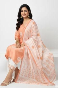 Peach Floral Kurta Set for Office & Brunch | Women’s Kurta Set Rs. 2199